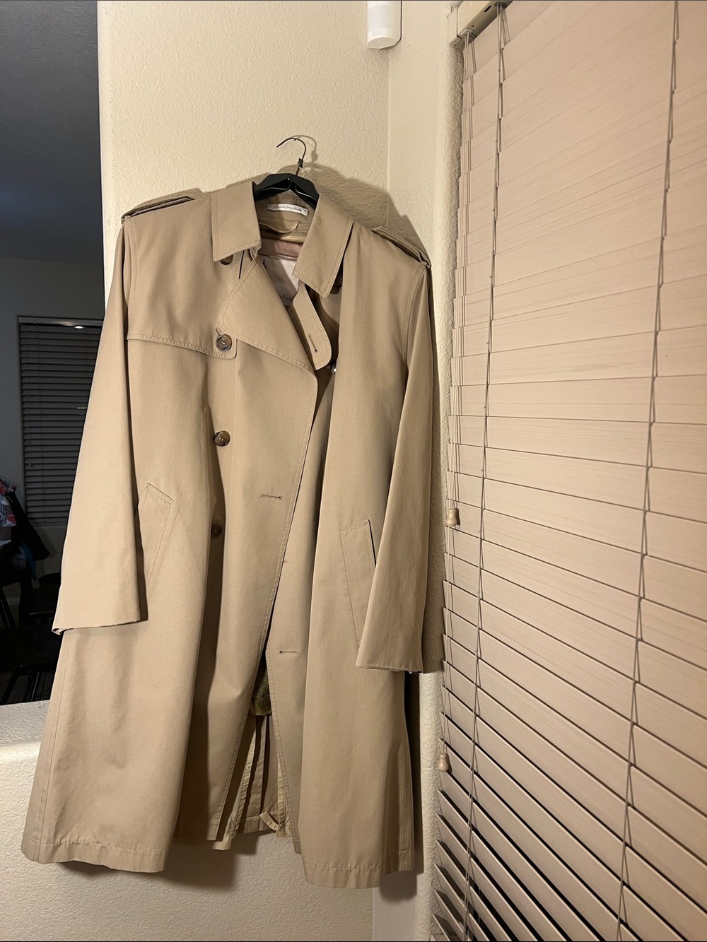 Men's Classic Khaki Trench Coat - Double-Breasted Overcoat